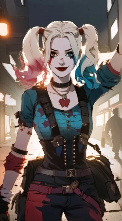 constance coleman add harley quinn face sitting photo