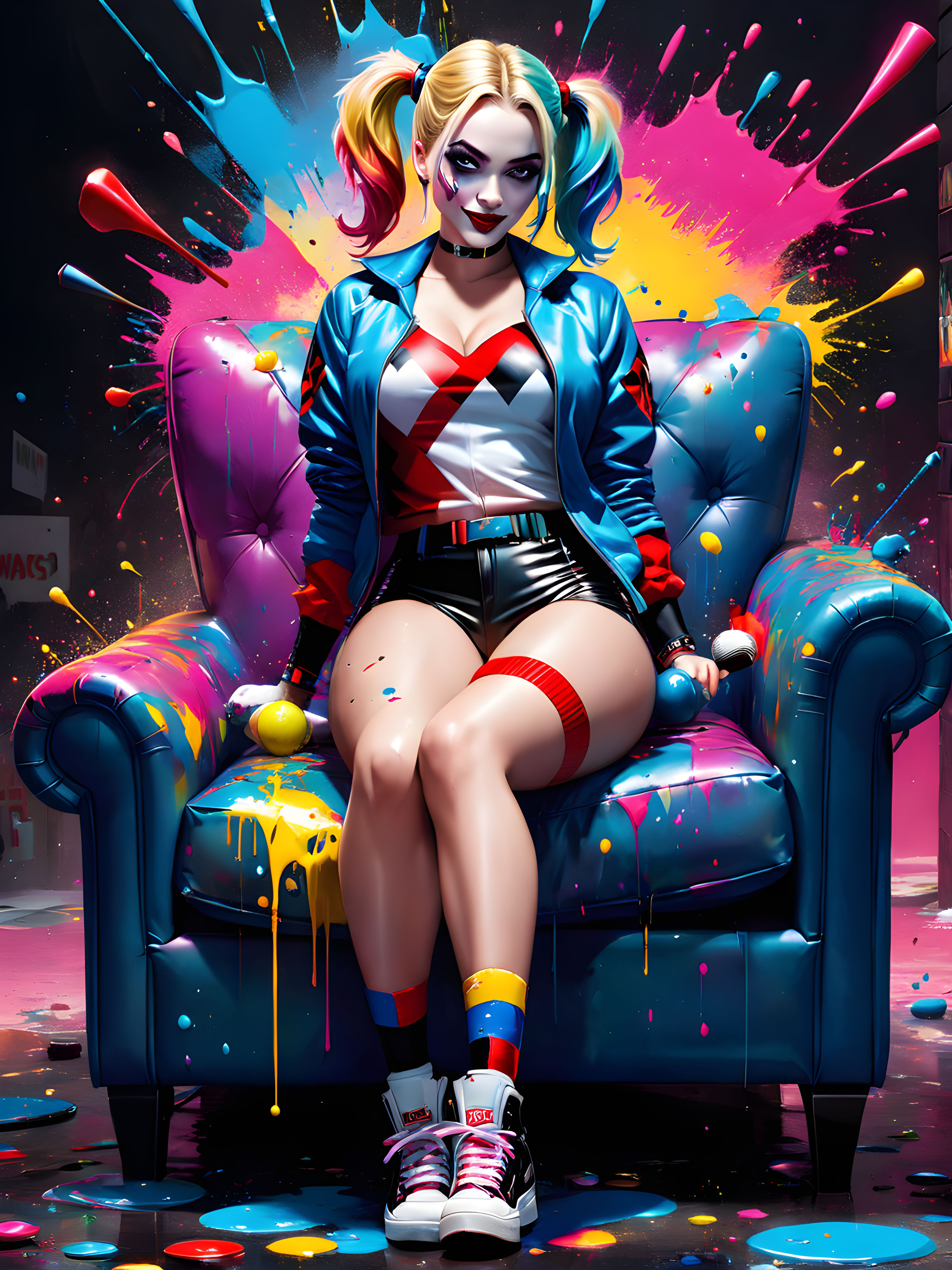 alaa bashir add harley quinn face sitting photo